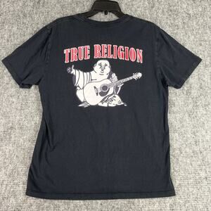 True‎ Religion Shirt Boys L Black Short sleeve Buda Guitar World Tour Rock Roll